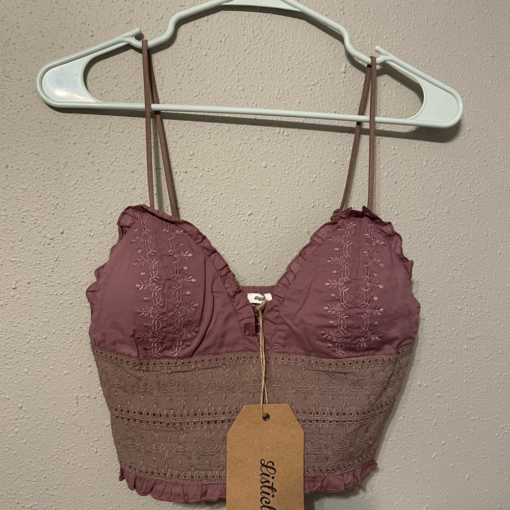 Lace Embroidered Bralette - Purple